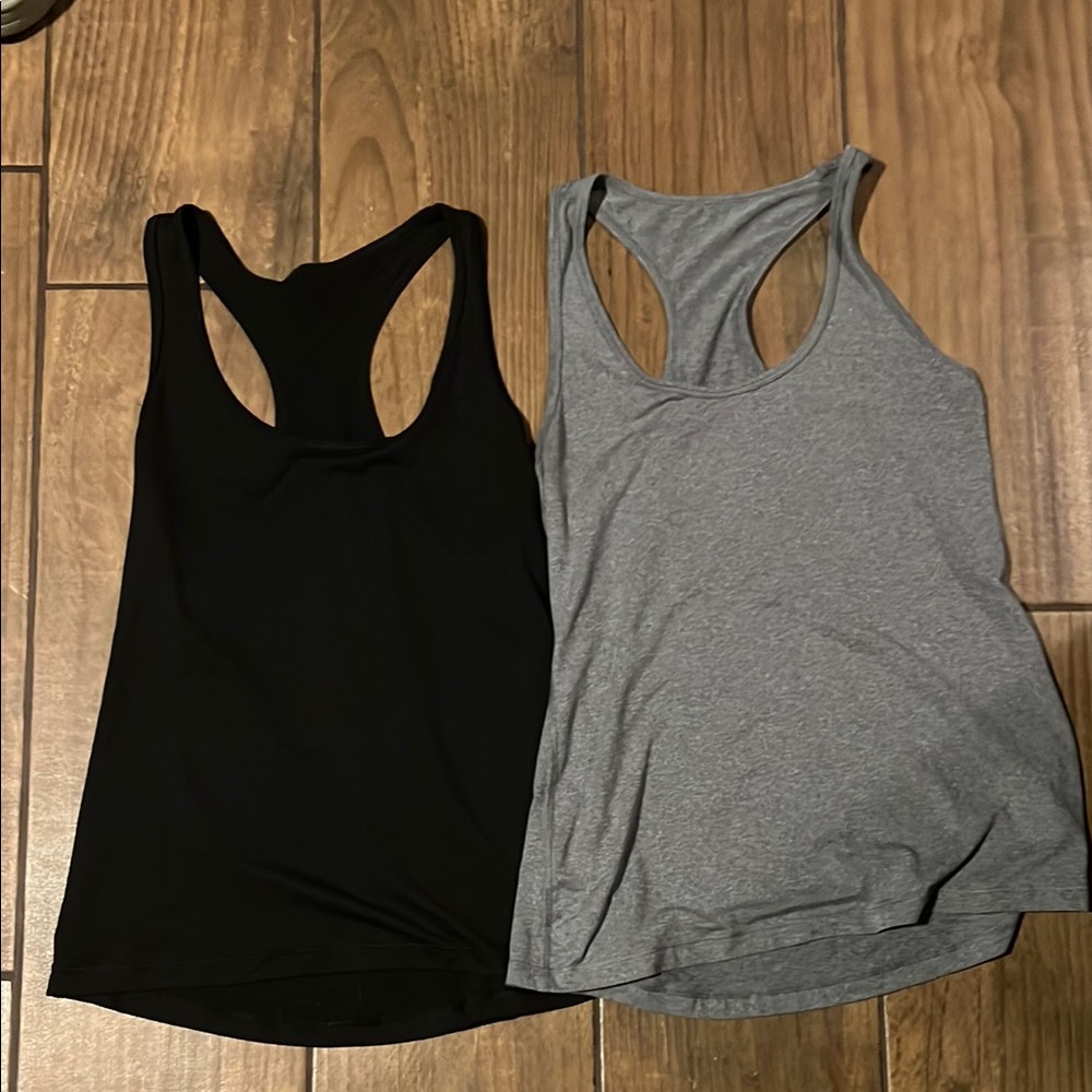 Women's Black and Gray Racerback Tank Tops